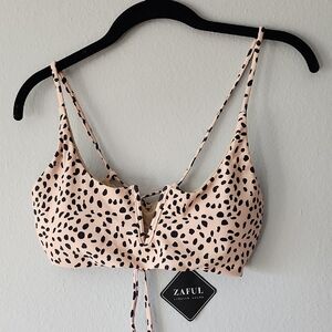 Zaful Pink and Black Spotted Bralette